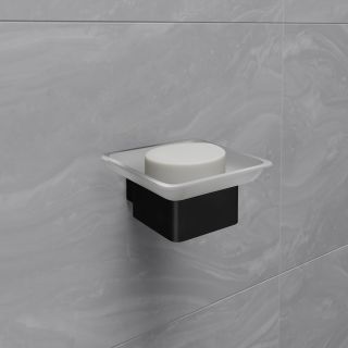 Мыльница Lemark Smooth Line 9742017 с держателем чёрный матовый